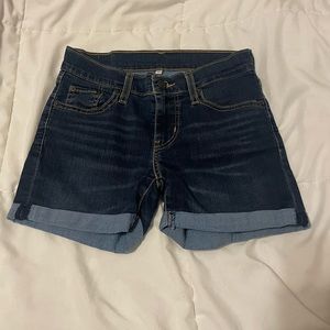 LEVI’S Cuffed Dark Wash Blue Jean Shorts